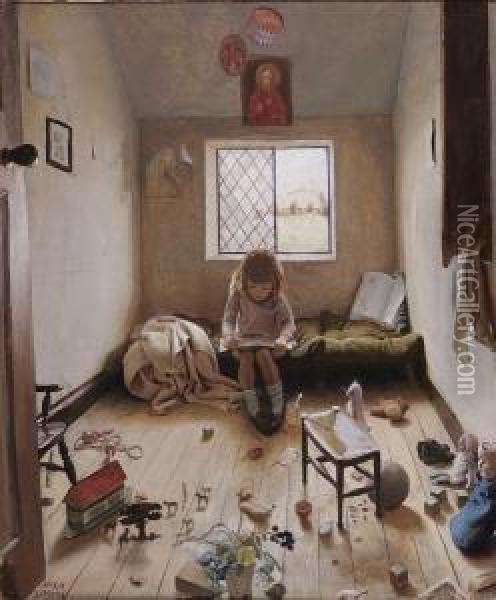 Molly In Her Little Room Oil Painting - Mark Lancelot Symons