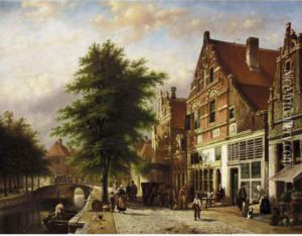 Zuiderhavendijk In Enkhuizen Oil Painting - Johannes Franciscus Spohler