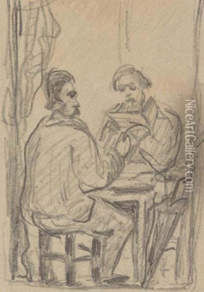 Zola Et Alexis Oil Painting - Paul Cezanne