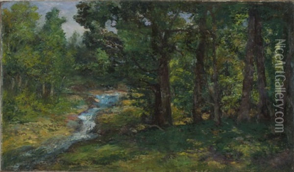 Woodland Stream Oil Painting - Maria A' Becket