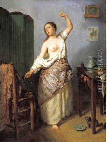 Le Matin (1854) Oil Painting - Adolphe Henri Dubasty