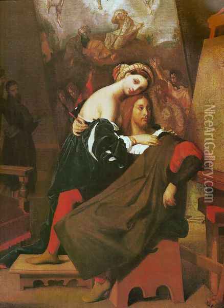Raffaello and Fornarina Oil Painting - Jean Auguste Dominique Ingres