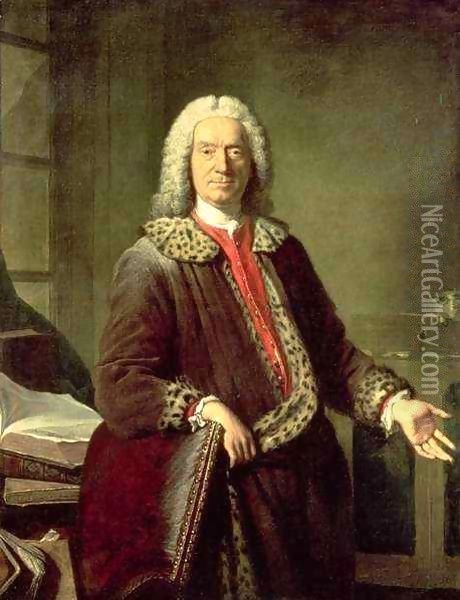 Portrait of Prosper Jolyot de Crebillon (1679-1762) Oil Painting - Jacques-Andre-Joseph Aved