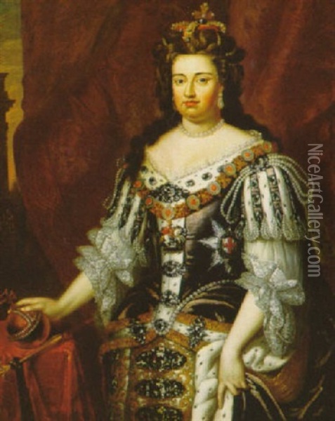 Portrait Of Anne Of Austria Oil Painting - John Baptist Closterman