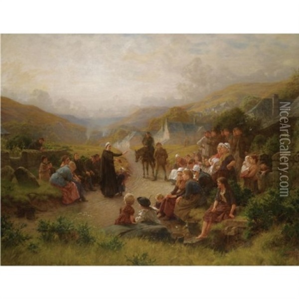Dinah Morris Preaching In Stonyshire (a Scene From George Eliot's Adam Bede) Oil Painting - Charles Gregory