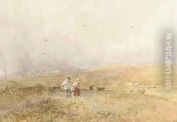 Passing shower, Yorkshire Oil Painting - David Cox