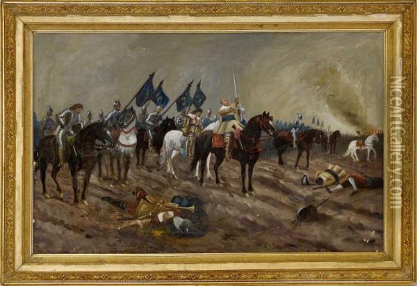 Slaget Vid Lutzen Med Gustav Ii Adolf Oil Painting - Carl Gabriel Wadell