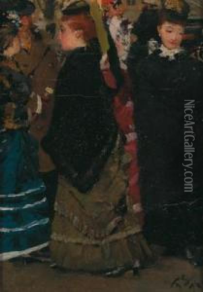 Elegant Ladies In Conversation Oil Painting - Franz Skarbina