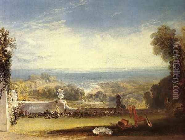 View From The Terrace Of A Villa At Niton Isle Of Wight From Sketches By A Lady Oil Painting - Joseph Mallord William Turner