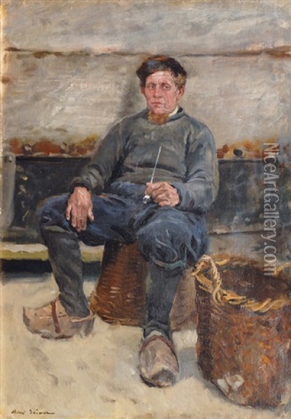 Dutch Fisherman With Pipe Oil Painting - Max Gaisser