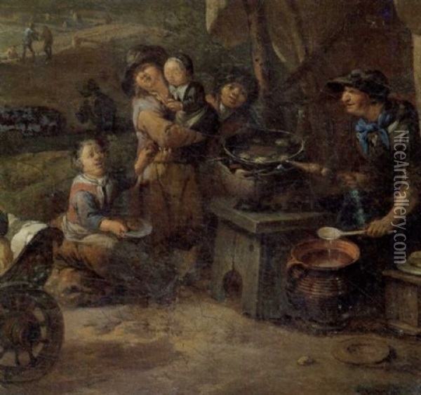 Scene De Kermesse Villageoise Oil Painting - Cornelis Dusart