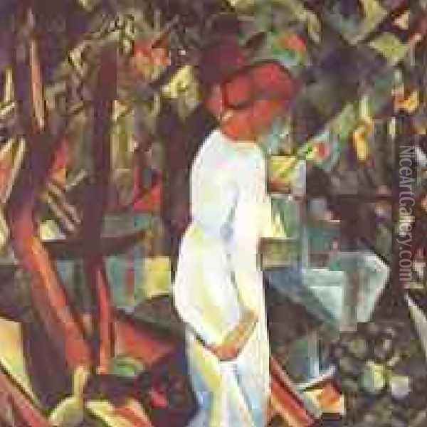 A Couple In The Forest Oil Painting - August Macke