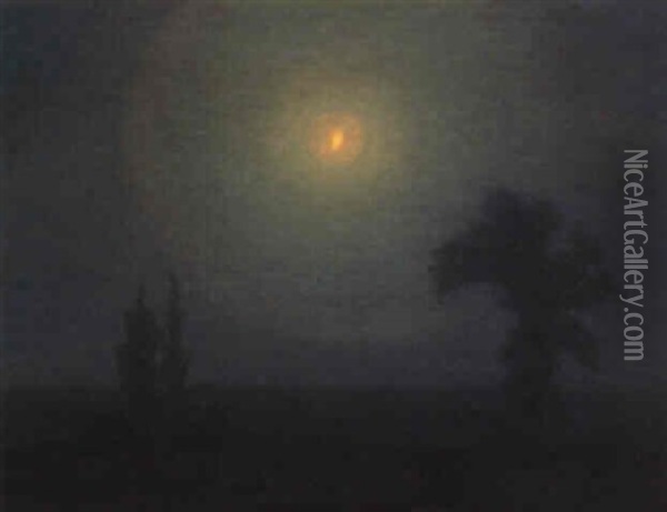 Summer Moon Oil Painting - Carl Olof Eric Lindin