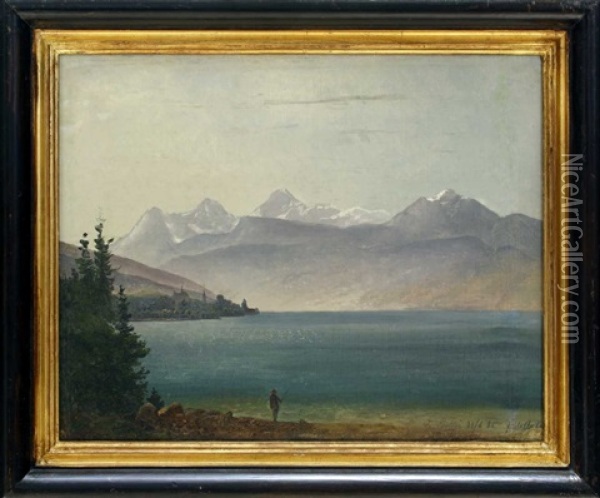 Schweizer Gebirgssee Mit Einem Angler, Wohl Thuner See Oil Painting - Friedrich Preller the Younger