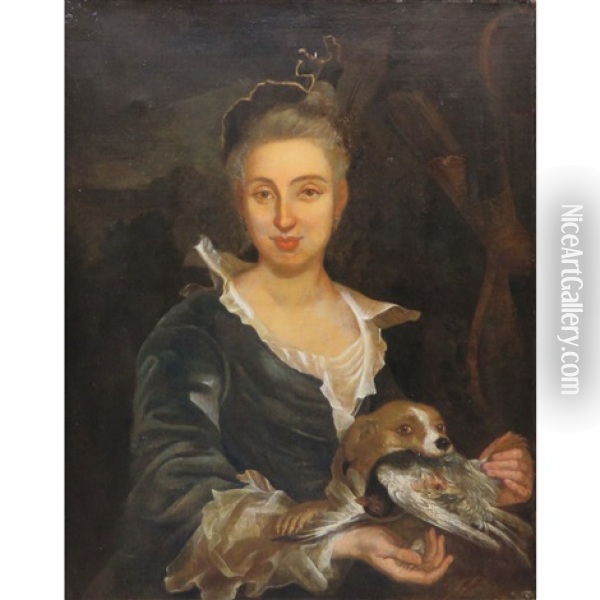 Portrait Of A Lady With A Hunting Dog Oil Painting - Pietro Longhi