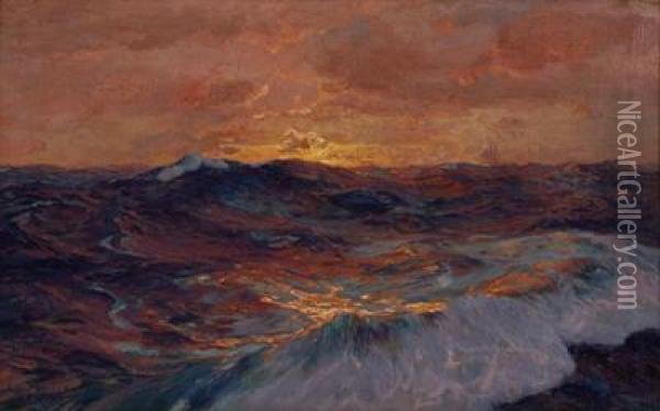 Meereswogen Bei Sonnenuntergang Oil Painting - Carl Becker
