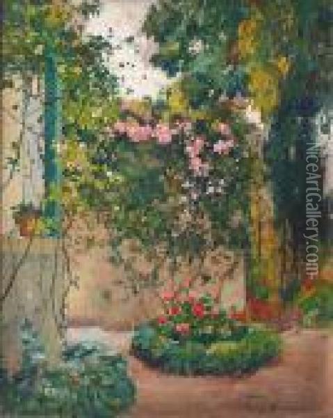 Un Jardin A Alger Oil Painting - Eugene Deshayes
