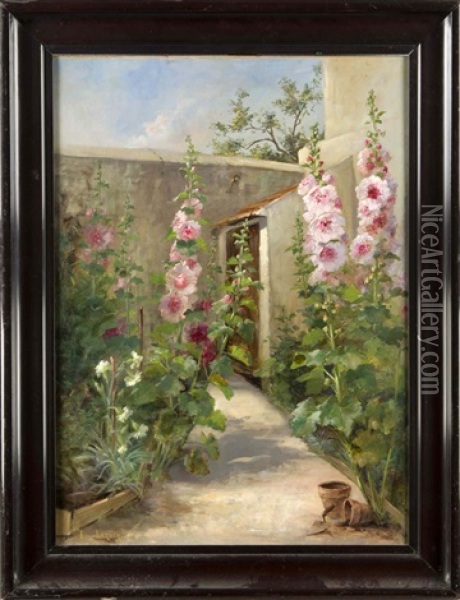 Stimmungsvolles Gartenstuck Oil Painting - Louis Letsch