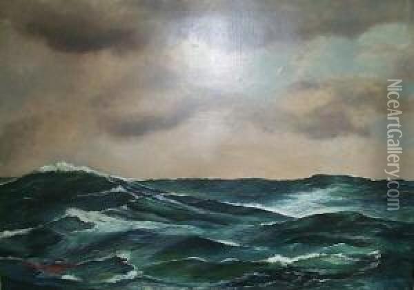 Wogende See. Unten Links Signiert Und Datiert Alfred Jensen Prof. 20 Oil Painting - Alfred Jensen