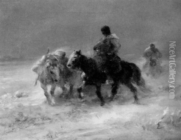 Wallachen Im Schnee Oil Painting - Adolf Schreyer
