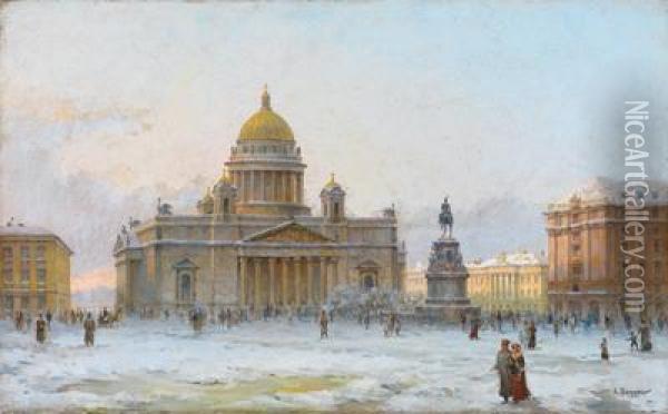 Isaakskathedrale In St. Petersburg Oil Painting - Aleksandr Karlovich Beggrov