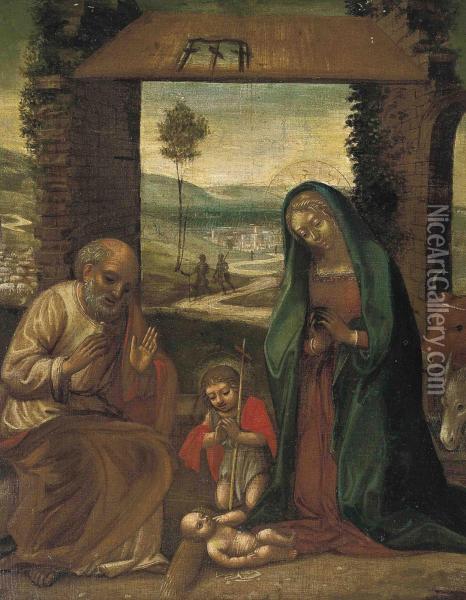 The Nativity With St. John The Baptist Oil Painting - Garofalo