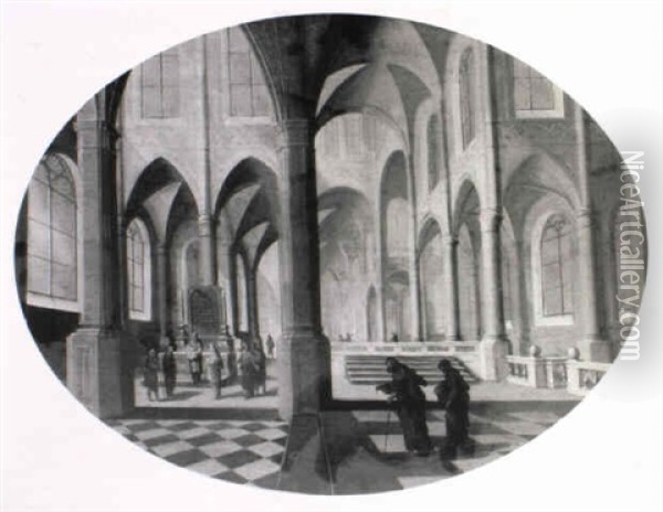 A Gothic Church Interior With The Presentation Of Christ Oil Painting - Hans Jurriaensz van Baden