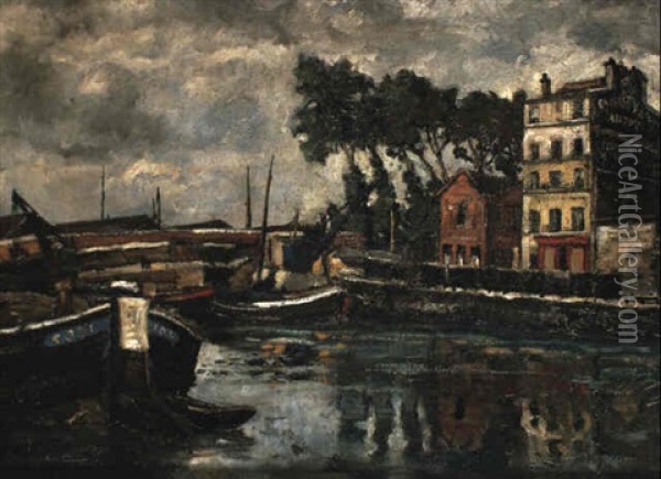 Le Port Oil Painting - Marcel Francois Leprin