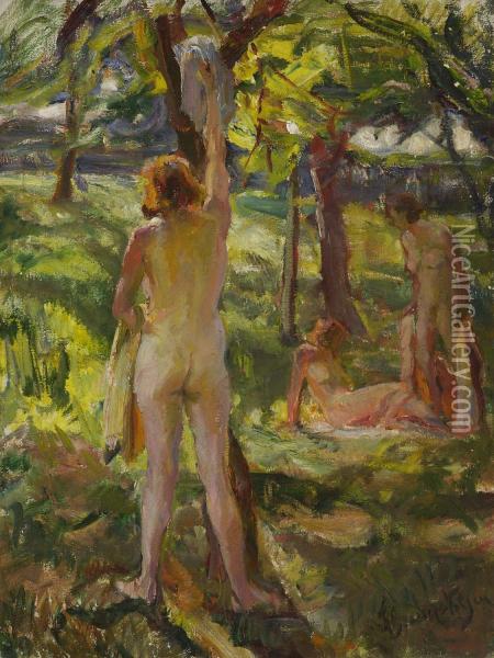 Im Obstgarten Oil Painting - Carl Hans Schrader-Velgen