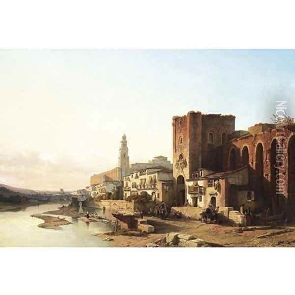 A view of Zaragoza 1867 Oil Painting - Francois Antoine Bossuet