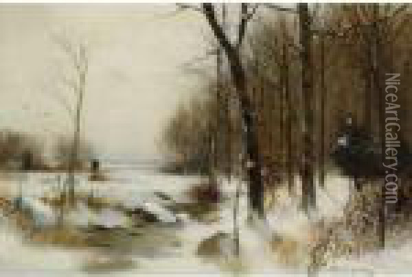 Winter Morning Oil Painting - Bruce Crane