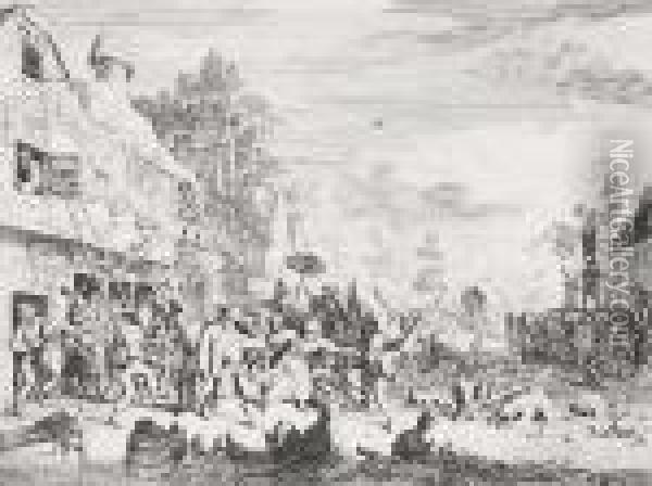 Das Grose Dorffest (de Kermis) Oil Painting - Cornelis Dusart