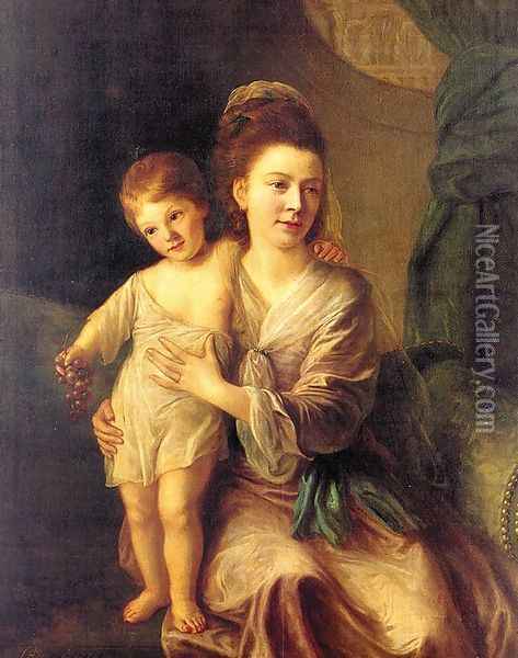 Anne Gardiner with her Eldest Son Kirkman 1776 Oil Painting - Nathaniel Hone