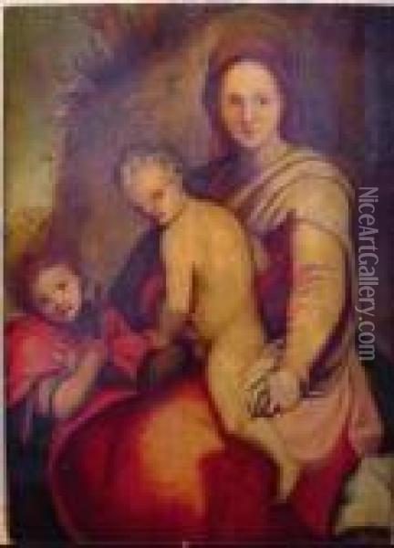 Madonna And Child With Young John The Baptist Oil Painting - Andrea Del Sarto