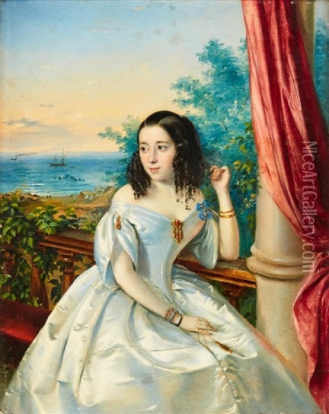 Portrait Of A Lady-in-waiting To Alexandra Feodorovna Oil Painting - Timofey Andreyevich Neff
