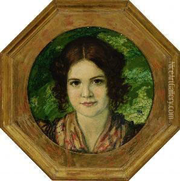 Portrat Der Tochter Mary. Ca. 1911-1912 Oil Painting - Franz von Stuck