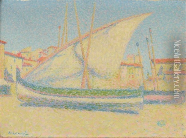 Barques Et Voiliers A Collioures Oil Painting - Achille Lauge