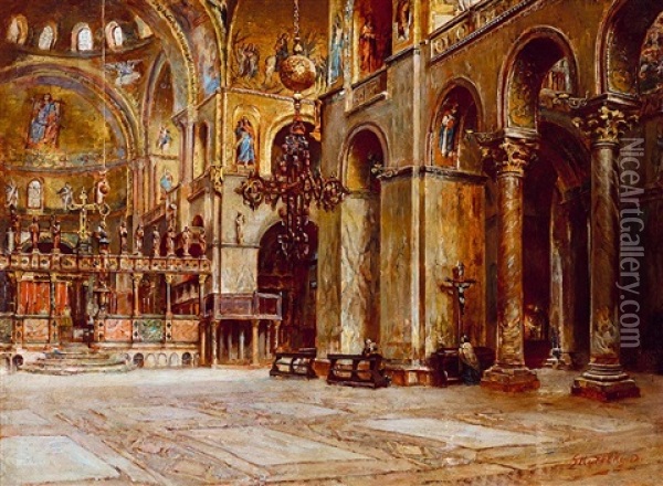 Venice (basilica Di San Marco) Oil Painting - Dominik Skuteczki