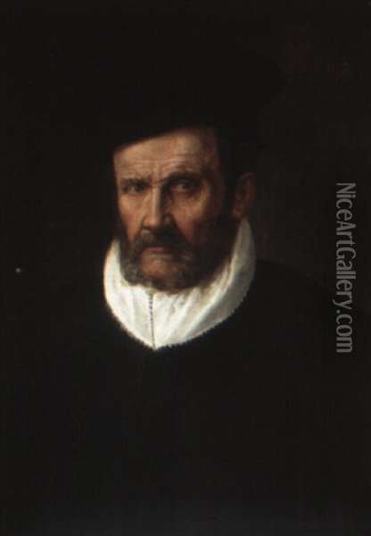 Portrait Of A Bearded Man Oil Painting - Giovanni Battista Moroni