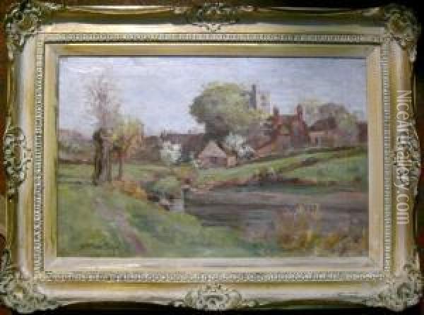 Stream And House Study Oil Painting - Arthur Merric Boyd