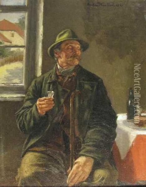 Bei Derbrotzeit Oil Painting - Anton Kaulbach