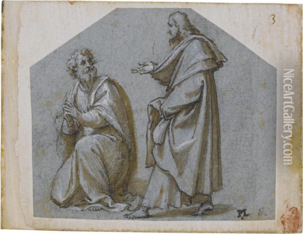 Figures Of Two Apostles Oil Painting - Pomponio Amalteo