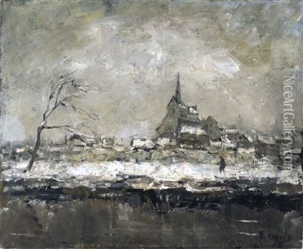 Winter (ca. 1883) Oil Painting - Guillaume Vogels