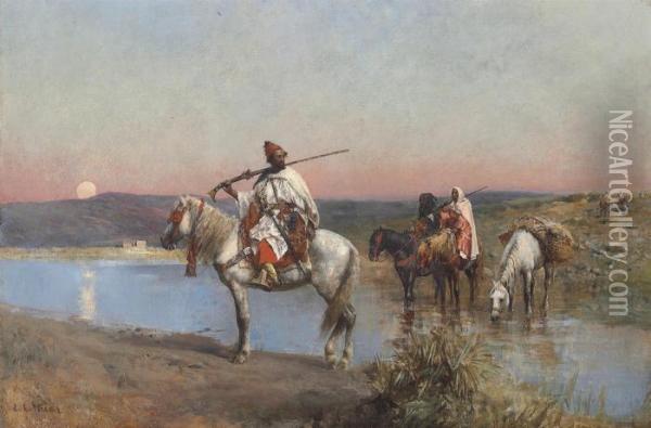 Fording A Stream Oil Painting - Edwin Lord Weeks