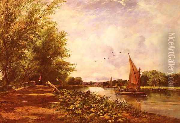 The Riverbank Oil Painting - Frederick Waters Watts