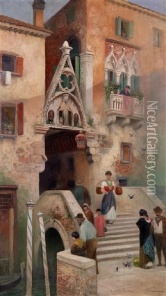 Folkliv I Venedig Oil Painting - Frans Wilhelm Odelmark