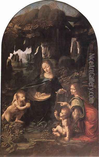 Virgin of the Rocks 1483-86 Oil Painting - Leonardo Da Vinci