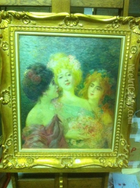 Trois Jeunes Femmes Oil Painting - Felix Courche