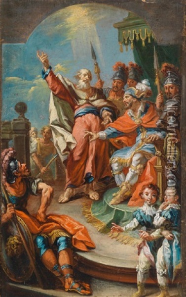 Ein Heiliger Vor Einem Romischen Feldherrn Oil Painting - Gabriel Eustachius