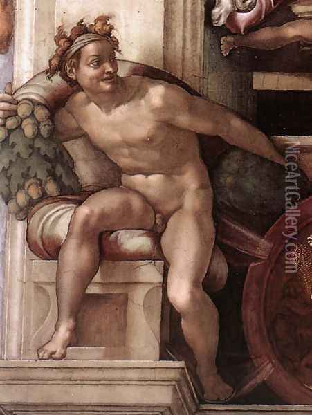 Ignudo -7 1509 Oil Painting - Michelangelo Buonarroti